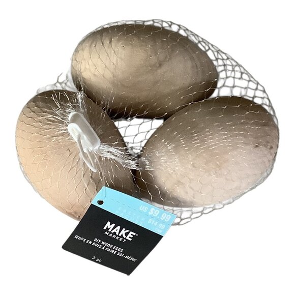 3pcs Wooden Eggs DIY Unfinished Approx 3"ea for Painting or Crafting - Picture 5 of 5